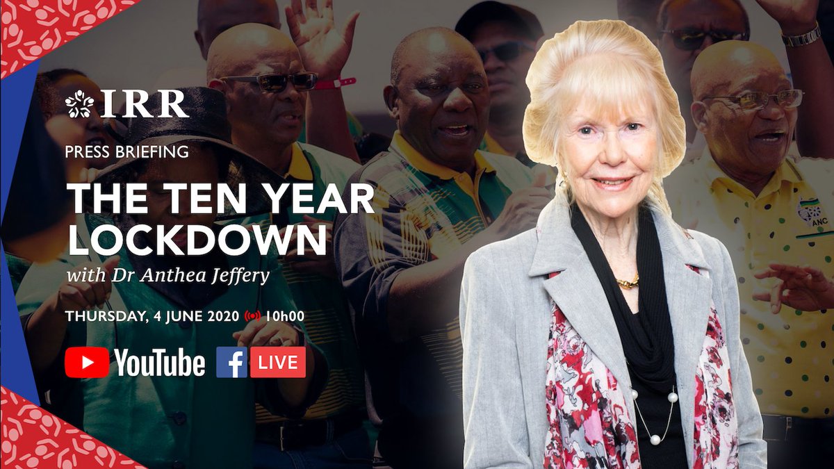 IRR_SouthAfrica's tweet photo. π’ Join us tomorrow at 10h00 for a press briefing with IRR Head of Policy Research, Dr Anthea Jeffery, who will be presenting her latest report 'The Ten Year Lockdown': https://t.co/paSI9X1lKH
Don't forget to set a reminder π
#TenYearLockdown https://t.co/SjmTmPlSpF
