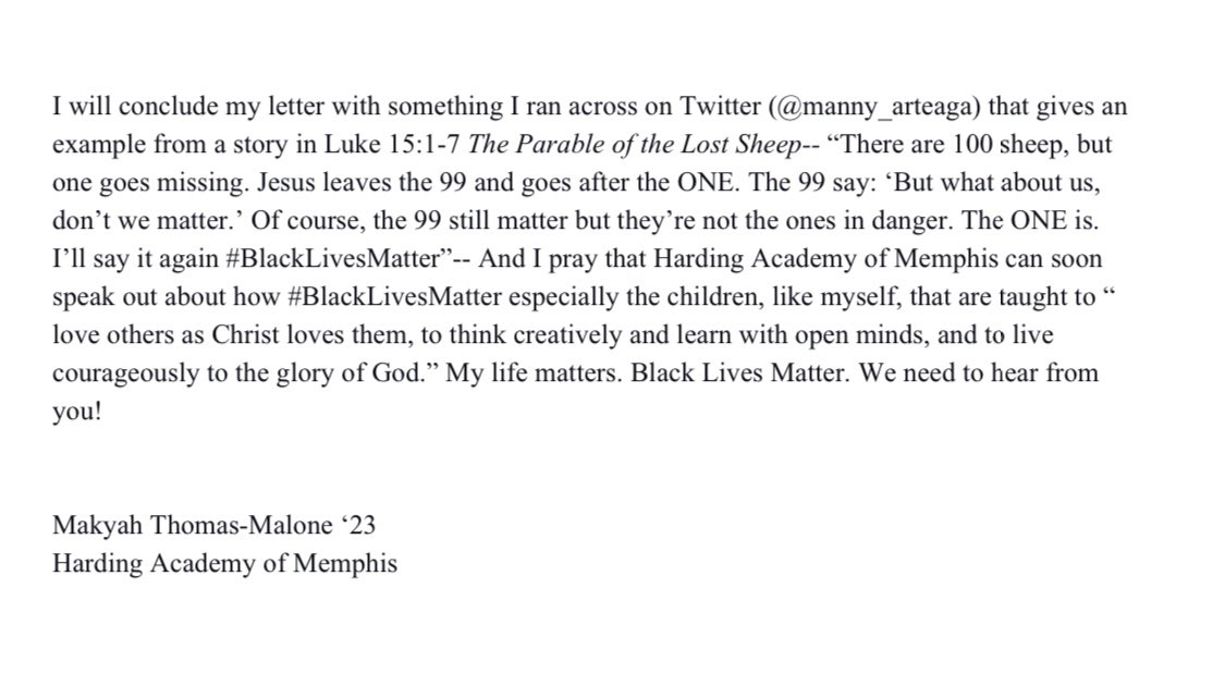It was on my heart, I couldn’t hold back and if you feel the same you should let your voice be heard also! Please feel free to share: Black Lives Matter- An Open Letter to Harding Academy..... (1/2) cont’d