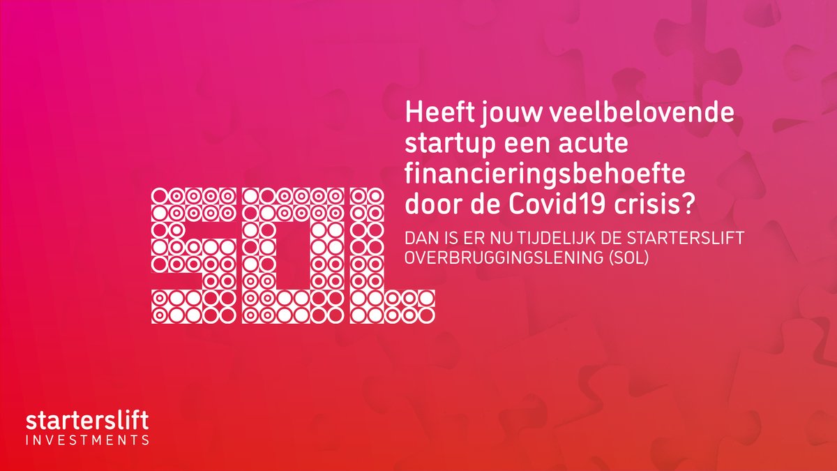 Heb jij een kennisintensieve startup in regio Midden- en West-Brabant? Heb jij er al alles aangedaan om gebruik te maken van speciale noodmaatregelen van de overheid maar is dit je niet gelukt of onvoldoende? Dan is de Starterslift OverbruggingsLening (SOL) er voor je! #LinkInBio