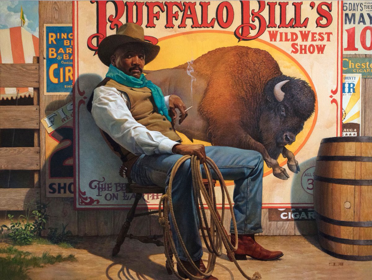 this got significantly more attention than i expected heres some more really lovely black cowboy paintings hes done