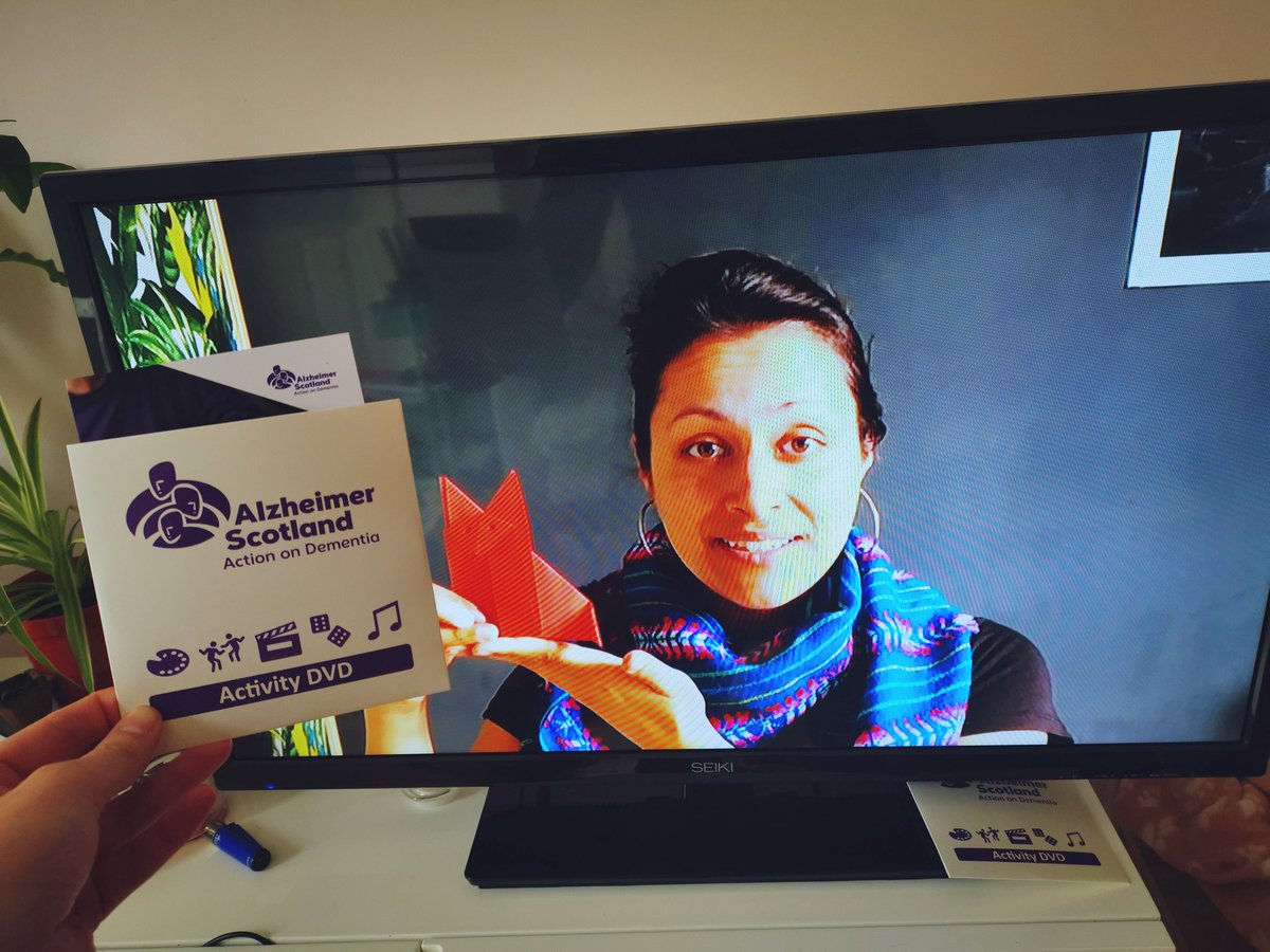 So excited that our @alzscot Activity DVD has arrived! If you want to make an origami fox with @Isa_SRao below in the comfort of your own home alongside other fun activities then get in touch (rmclauchlan@alzscot.org) and we can send one out for free #DementiaAwarenessWeek2020