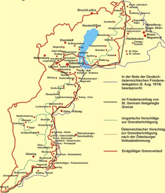 Also,as both Austria and Hungary were being ‘punished’,their mutual border was divided into parcels of territory for which plebiscites were held.Most of Burgenland went to Austria but Sopron went to Hungary,with suggestions Hungarians had been bussed in to swing the vote! #Trianon