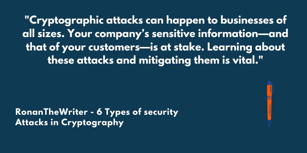 ronanthewriter's tweet photo. New article on my #b2b blog: 6 Types of Security Attacks in Cryptography

https://t.co/tmuEEOZg76

#infosec #CyberSecurity #cryptography #encryption https://t.co/xme7rUPWSj