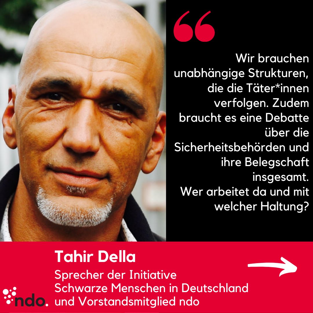 Struktureller Rassismus ist auch hierzulande leider Alltag für BPoC. Was muss sich ändern, damit sich Schwarze Menschen und People of Color sicher fühlen können? Im Gespräch mit @TahirDella, ndo-Vorstandsmitglied und Sprecher @ISDBund #noracism #BlackLivesMatter