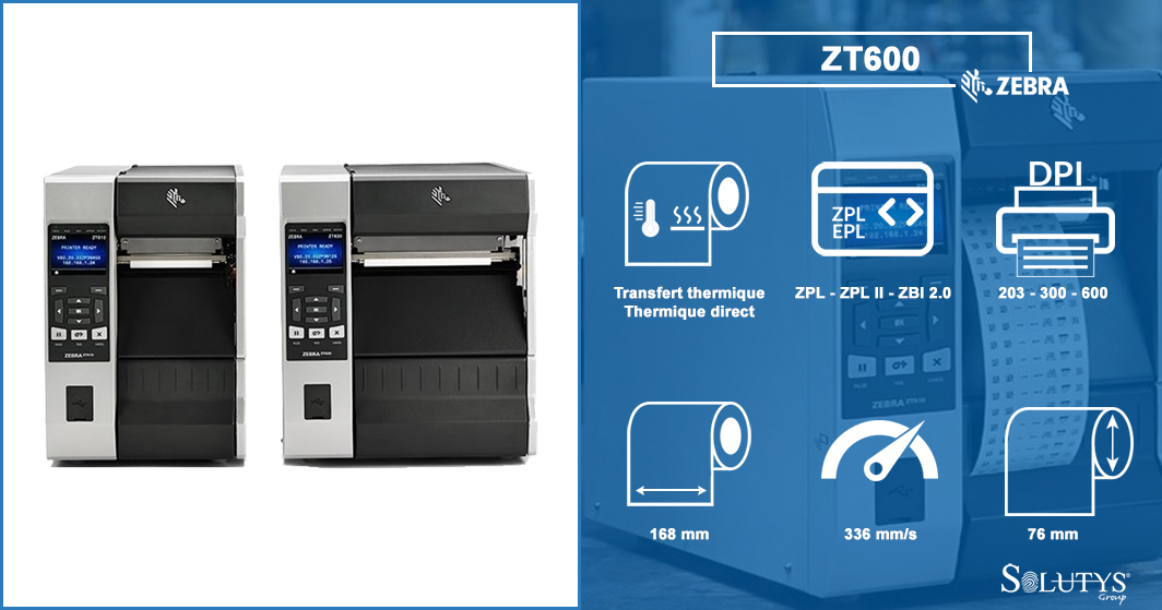 Solutys's tweet photo. [#Printer] Les imprimantes codes barres ZT610 et ZT620 de @ZebraTechnology sont conçues pour accompagner les professionnels de l'industrie. Elles intègrent des technologies professionnelles avancées qui permettent d'évoluer au rythme des besoins métiers. https://t.co/B52o9AToZ2