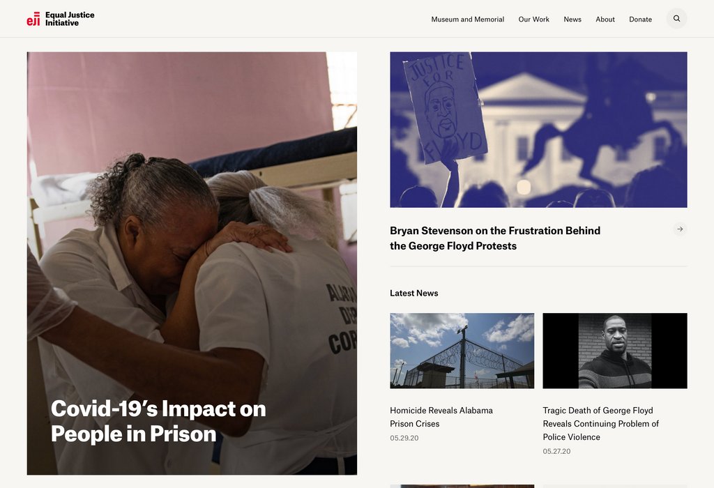 Posted <a href="/eji_org/">Equal Justice Initiative</a>'s terrific site on Siteinspire yesterday and donated $500 to support the work they're doing at such a critical time; consider donating if you can: bit.ly/2MnZdrj