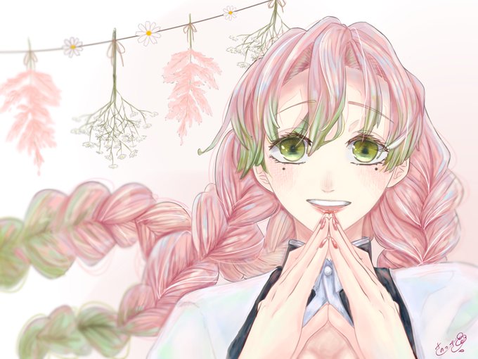 さのつきさんがTwitterに投稿した甘露寺蜜璃(鬼滅の刃)のイラスト。