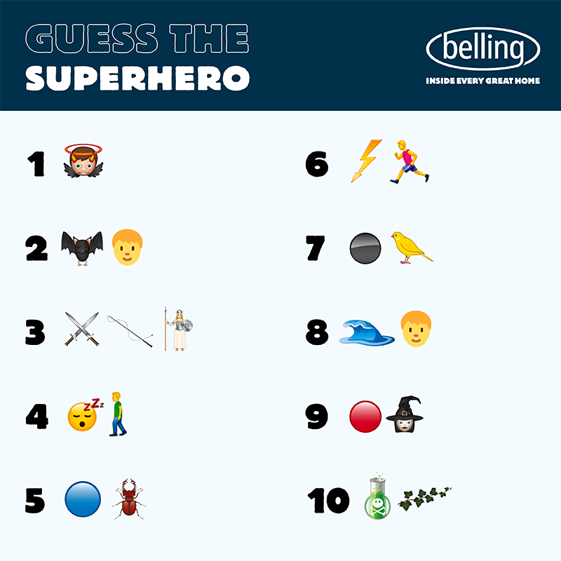 Ithaca Vært for fusion Belling on Twitter: "Round Three! Can you guess which superheroes these  emojis represent? Watch out! Some supervillains are still up to no good!  #BellingSuperheroes #MARVEL #DC #superhero https://t.co/shMyPnWd76" /  Twitter