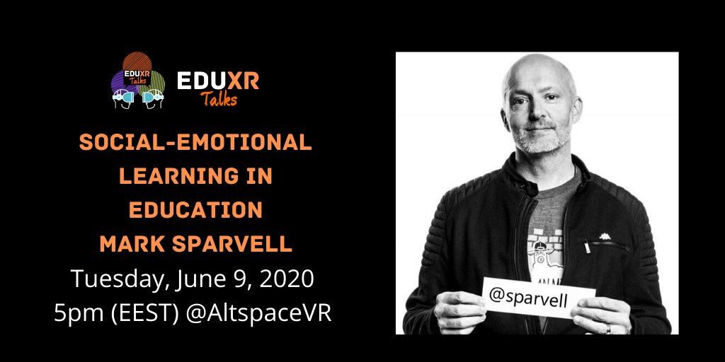 EDUXR (@eduxrfi) on Twitter photo We are thrilled for our next #EDUXRTalk with <a href="/sparvell/">Mark Sparvell 🌏🌍🌎 #sparvellous</a>, Global Edu Leader at #MicrosoftEDU . He will have a keynote, and lead a discussion on Socio-Emotional Learning <a href="/AltspaceVR/">AltspaceVR</a> on 9th of June 5pm (EEST). You are invited to learn, discuss and get excited! #VR #SEL #EDU We are thrilled for our next #EDUXRTalk with <a href="/sparvell/">Mark Sparvell 🌏🌍🌎 #sparvellous</a>, Global Edu Leader at #MicrosoftEDU . He will have a keynote, and lead a discussion on Socio-Emotional Learning <a href="/AltspaceVR/">AltspaceVR</a> on 9th of June 5pm (EEST). You are invited to learn, discuss and get excited! #VR #SEL #EDU