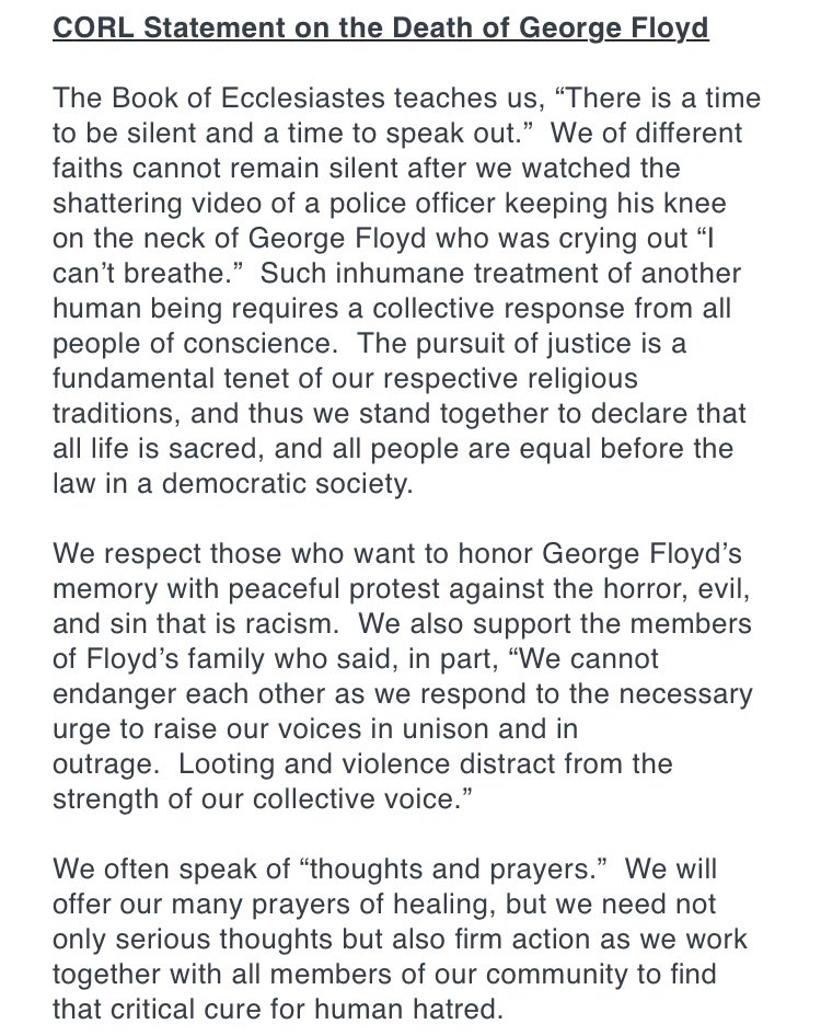 ArchNY_Supt's tweet photo. The @ArchNY_Schools and I stand with CORL in this statement and pray for our brothers and sisters. https://t.co/JbsNMoADrn