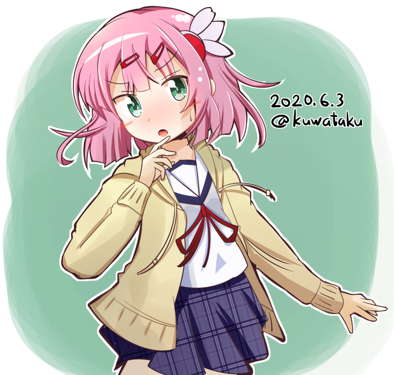 千代田桃 「もんも制服!もんもを描くのは何気に初めて。

#まちカドまぞく #千代田桃 」|クワタ＠同人活動20周年のイラスト