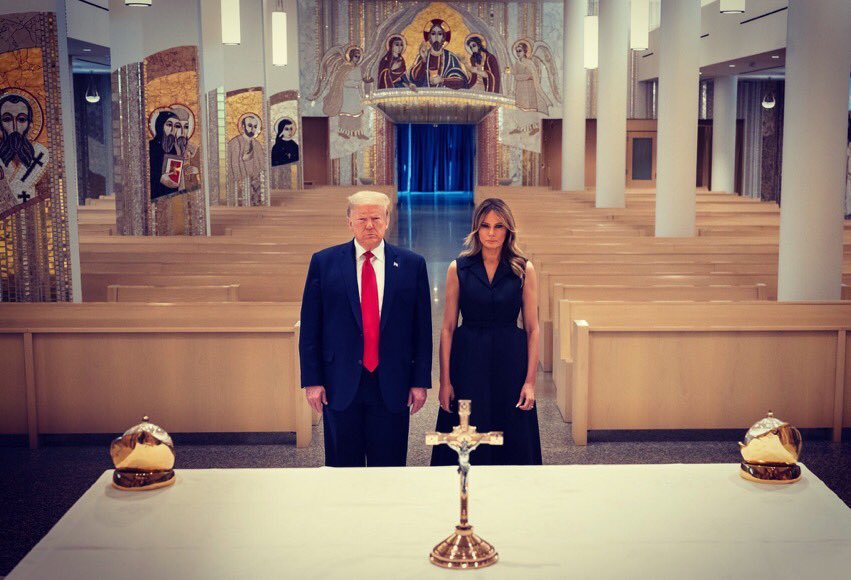 Scary. Maybe it’s their blank faces, or the barren church....I don’t know why this reminds me of the last scene in a movie about the Nuclear Apocalypse. I guess the communication geniuses at White House thought this makes a great photo-op or something. They were wrong. Again.