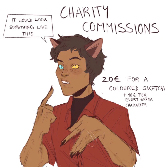 i am temporarily opening charity commissions! 100% of the proceeds will go to a charity or fund of your choice, in support of the BLM movement!! dm me for inquiries. 