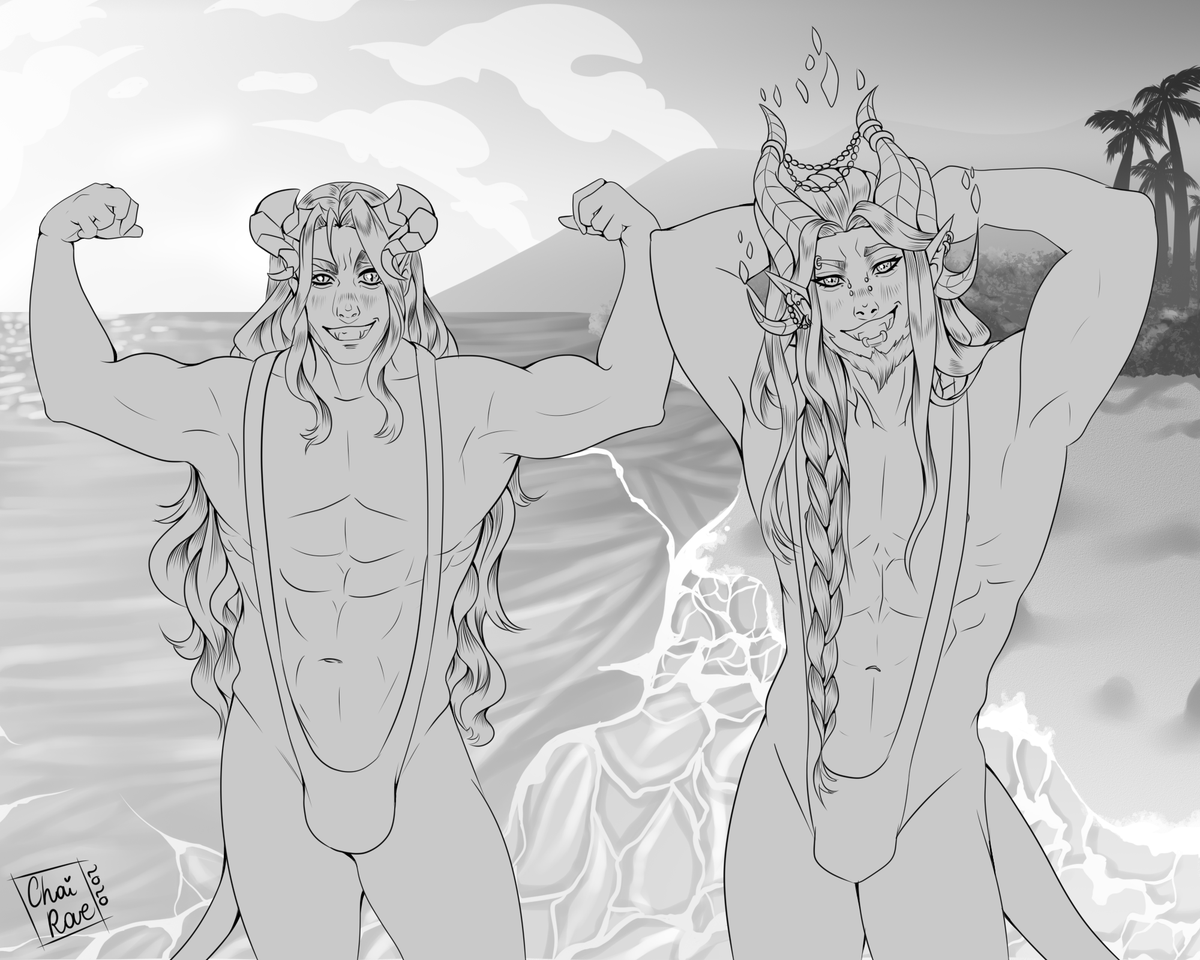 ChairaeArt's tweet photo. DemonInks' June Activity - Summer prompt
Have these pretty men! Colored version is still wip
Art, Xavier and demoninks closed species (c) me
Charles (c) @Arborath
#Demoninks #demonink #artists https://t.co/NbFDIUteFt