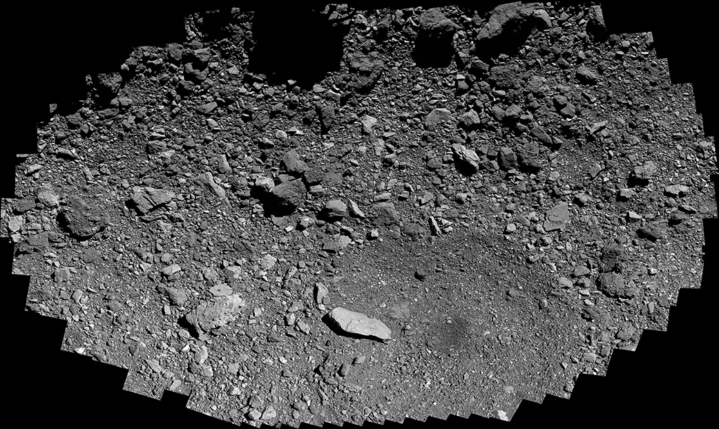OSIRISREx's tweet photo. This is the highest-resolution mosaic of site Osprey to-date, and shows the site at 0.2 inches (5 mm) per pixel at full size. It is made up of 347 images — all taken May 26, during the 820 ft (250 m) pass over the backup sample site.

Download the mosaic: https://t.co/0D1FCCF21G https://t.co/8bKTmd3gjp