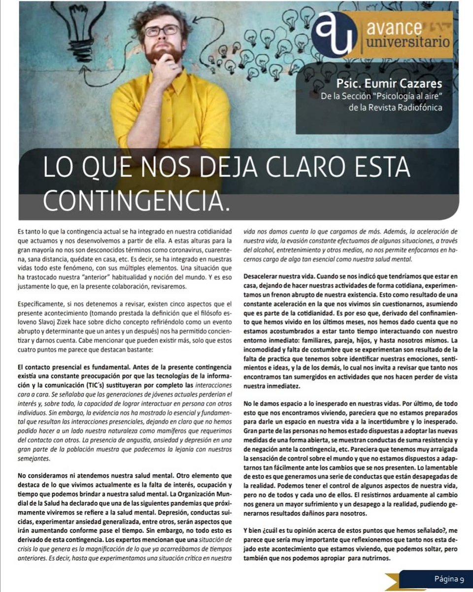 eumirpsi's tweet photo. En la colaboración de esta ocasión hablamos de algunos temas de lo que nos es posible darnos cuenta a partir de esta contingencia. No se pierdan esta y otras más colaboraciones en:
QuehacerUAZ #51 https://t.co/5RSXTBcmus