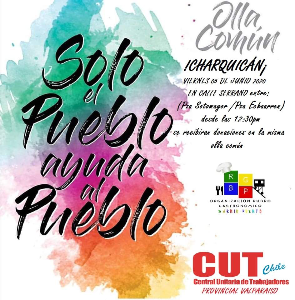 🔴 II Olla Común
Trabajadoras/es Gastronómicos del Barrio Puerto que están cesantes por motivos de no poder trabajar en su rubro gastronómico realizan una Olla común.
¡Necesitamos su apoyo!💪
También se recibiran donaciones en la  olla común✨
Solo El pueblo ayuda al pueblo! 🙌