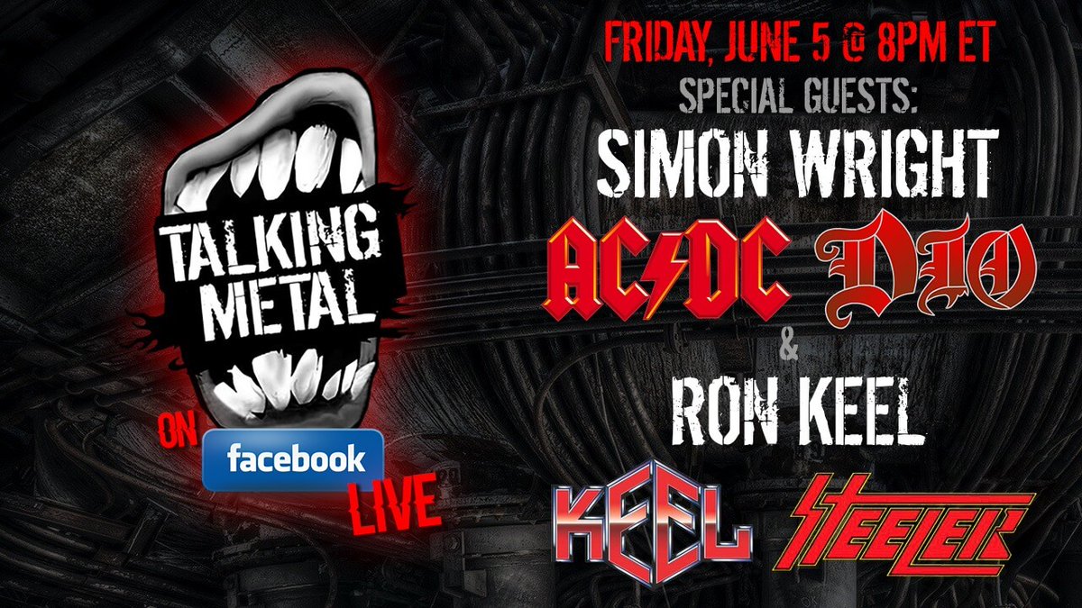 vmr907's tweet photo. Simon Wright ex-AC/DC and Dio, Ron Keel This Friday On Talking Metal Live Friday 8PM EST / 5PM PST
#AC/DC #BudFriendly #dio #DioDisciples #DioReturns #OperationMindcrime #Rhinobucket https://t.co/p6A8vPpICZ https://t.co/RnDPbn7eXk