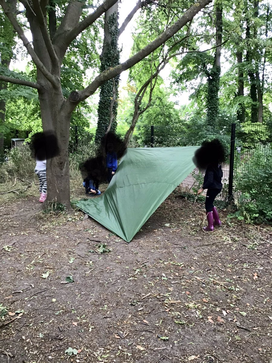 MrsDintheForest's tweet photo. Keyworker children Forest session today... working together to put up a shelter.  Followed by marshmallows toasted over the campfire.  @ExningPrimary #forestschools #outdoorfun #teamwork #campfire https://t.co/w9PHKblB2E