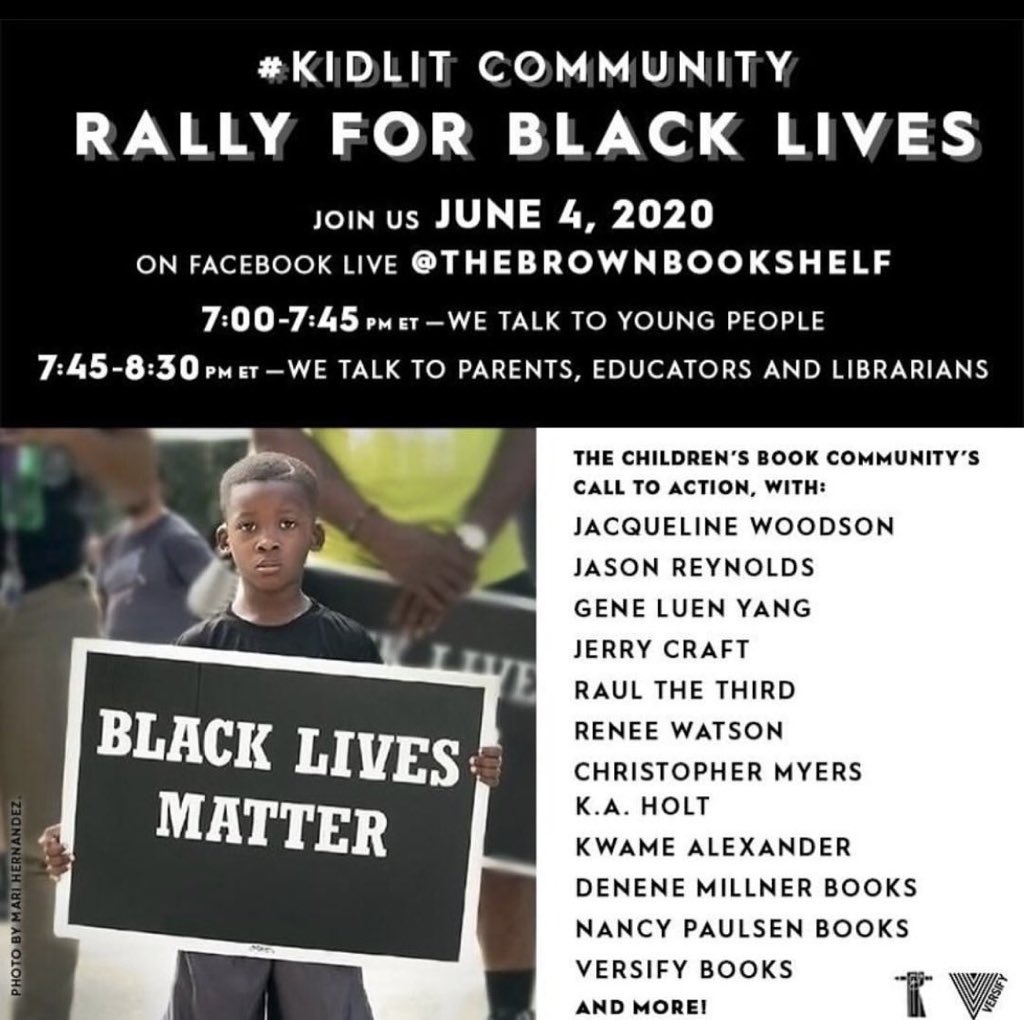 Please join the rally tomorrow! <a href="/brownbookshelf/">The Brown Bookshelf</a> #BlackLivesMatter #kidlit