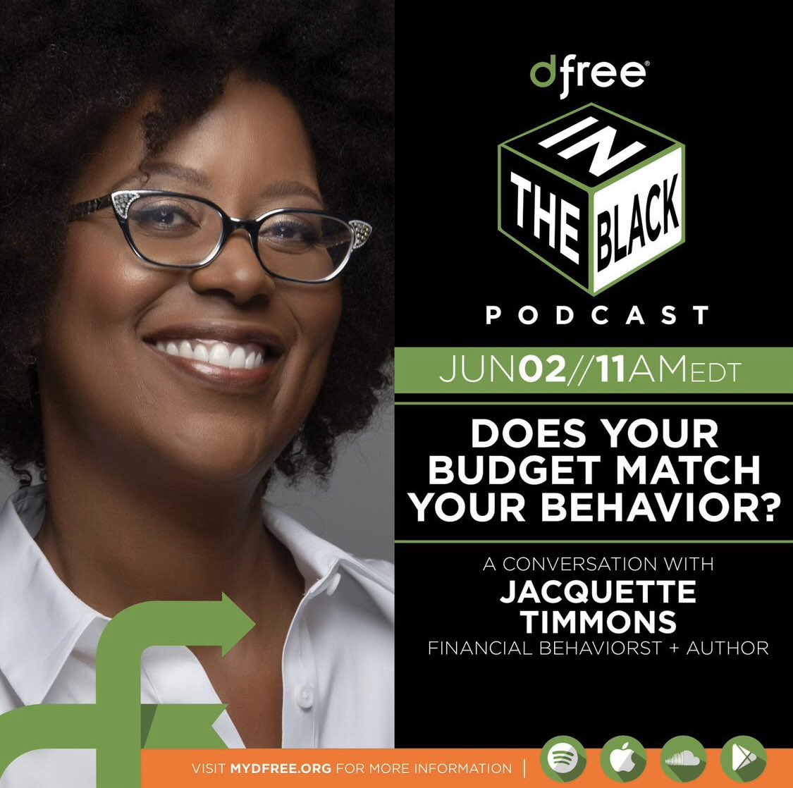 dfreemovement's tweet photo. Our #InTheBlack Podcast is LIVE NOW! Check it out here: https://t.co/HGlROi4P6D. Friend of dfree® and financial professional @jacqmtimmons talks behavior vs budget! You don’t want to miss it!
•
•
#mydfree
#intheblack
#ABCsofdfree
#financialfreedom
#Podcast https://t.co/hfHZoMyoFL