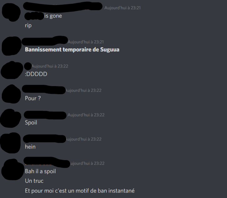 Discaloid_txt's tweet photo. Et le meilleur pour ce soir: le racisme, la lgbtophobie, le viol et même la zoophilie sont acceptés MAIS LE SPOIL NON NON NON BAN DIRECT https://t.co/5SgxfsPHAr