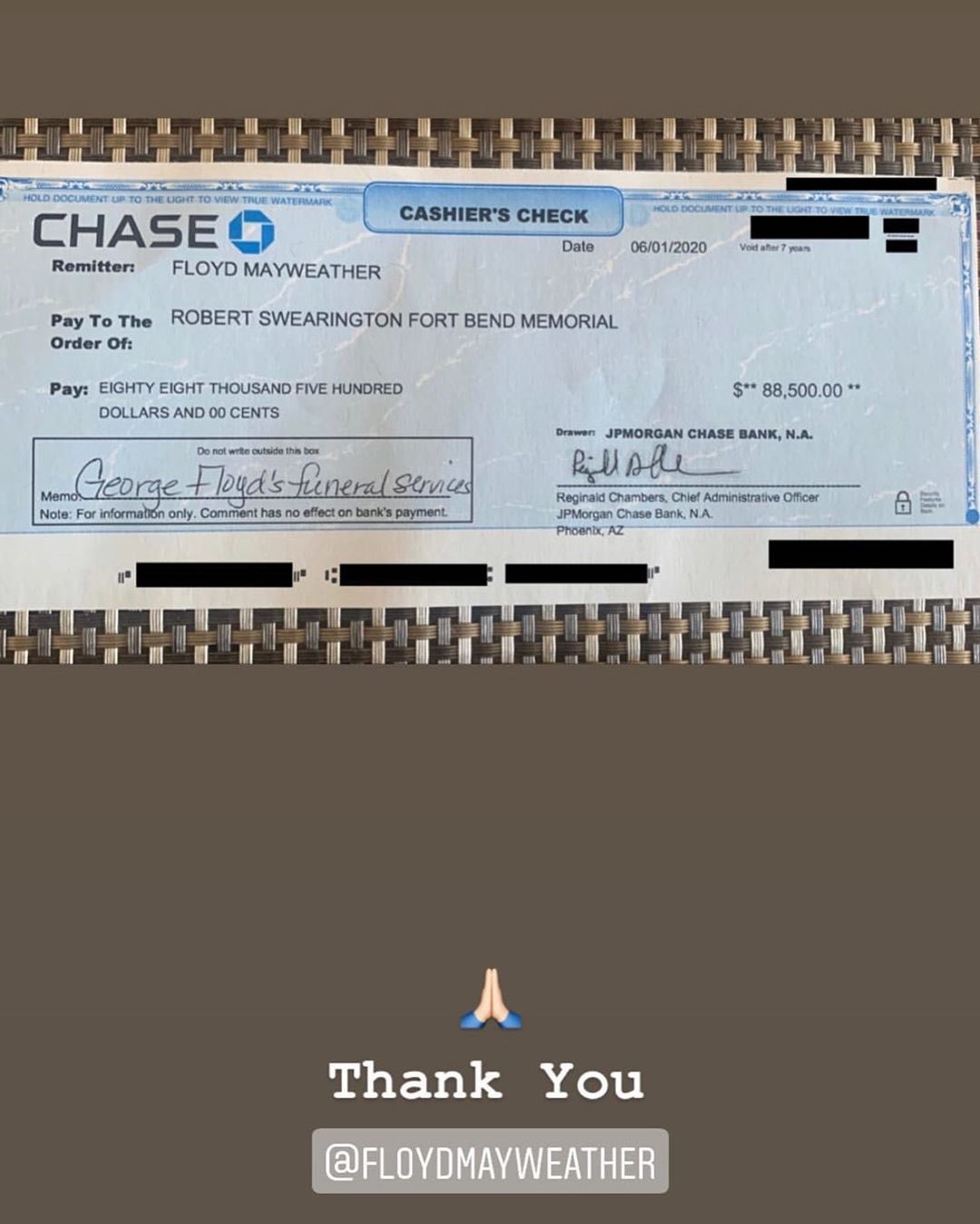 Chase bank sale money order