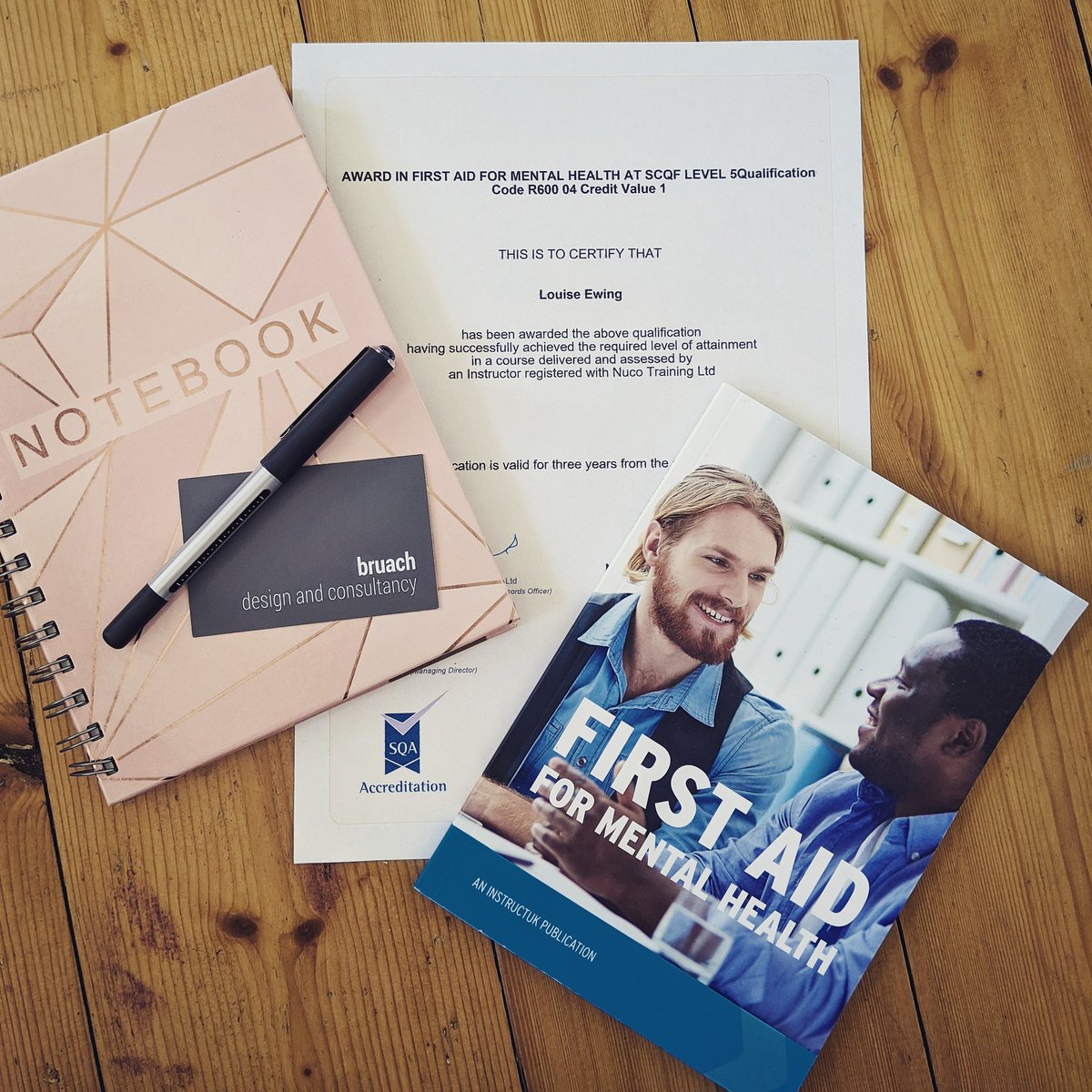 BruachArchitect's tweet photo. Our Director @LouiseEwing19 has obtained an SQA Qualification in First Aid for Mental Health. Testament to our commitment to #healthandwellbeing Thanks to @NiallRacF2T @LivedLtd for such an important course when an awareness of #mentalhealth is more important than ever #BeKind https://t.co/bLHjjj78hp