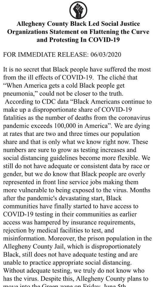 Liv1Bennett's tweet photo. Please see this collective statement from black organizers of Allegheny County. ✊🏽 https://t.co/duMmZ2uQFR