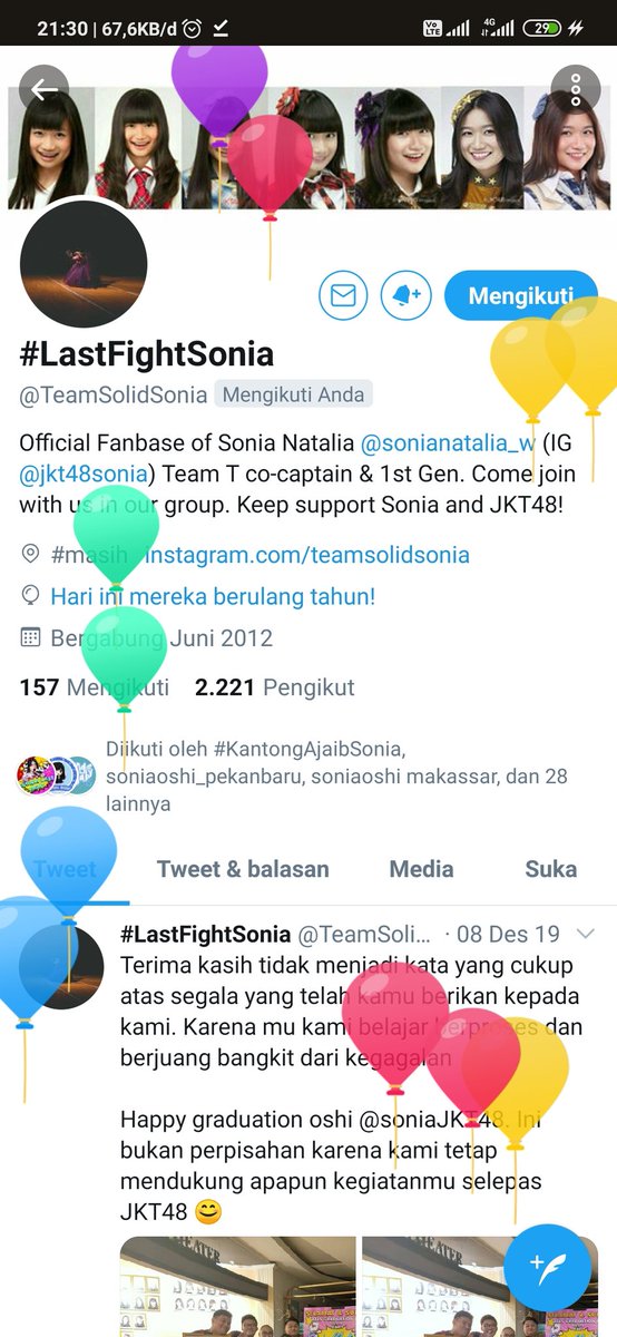 <a href="/TeamSolidSonia/">#LastFightSonia</a> <a href="/sonianatalia_w/">Sonia Natalia</a> Bercampur aduk rasanya liat akun ini, kalo dibahas panjang bet ceritanyaaa. Sehat sehat terus semuanyaa. Selamaat hari jadiii 😂😂