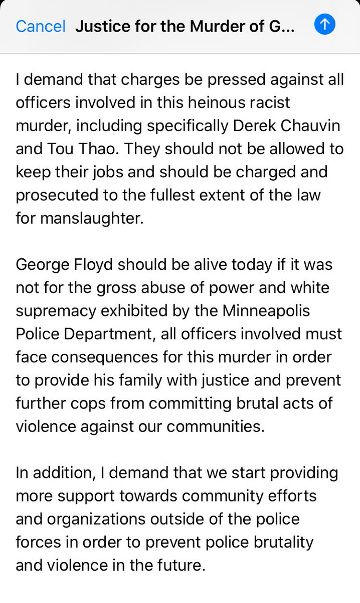 helpwithemma's tweet photo. DEMAND JUSTICE FOR GEORGE FLOYD. 
If you click on the following link, you’ll have a prewritten e-mail drafted. All you have to do is add your name and city and press SEND. 
👇
https://t.co/CIJAPULtfM https://t.co/P0BcRz16ly