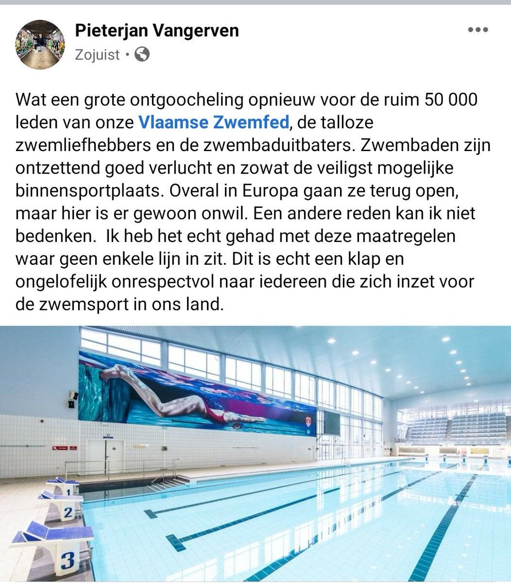 Wat een ongelofzlijk ontgoocheling voor de ruim 50 000 leden van <a href="/VlaamseZwemFed/">VlaamseZwemFed</a> . Dit kunnen we echt niet aanvaarden <a href="/sportoase/">Sportoase</a>  <a href="/BenWeyts/">Ben Weyts</a> <a href="/Sophie_Wilmes/">Sophie Wilmès</a>  <a href="/JanJambon/">Jan Jambon</a>