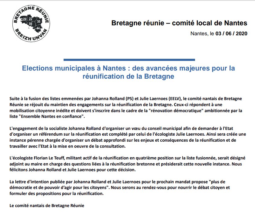 Municipales #Nantes : les engagements de la liste issus de l'accord entre <a href="/Johanna_Rolland/">Johanna Rolland</a> et <a href="/laernoes/">Julie Laernoes</a> sont une avancée majeure vers la réunification. Nous serons au rendez-vous pour nourrir le débat citoyen.