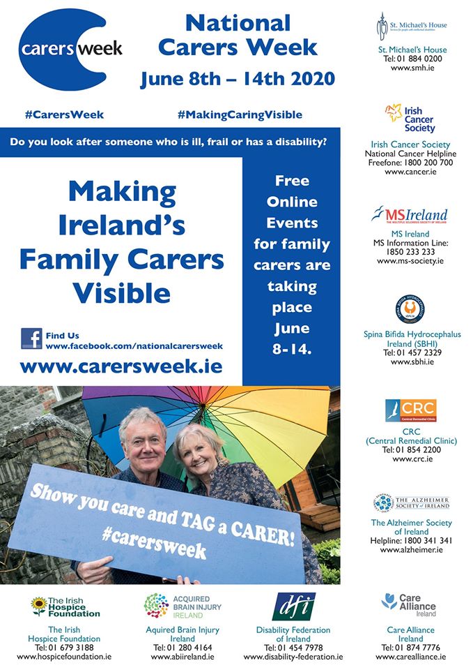 ALONE_IRELAND's tweet photo. Caring for a family member who is ageing, has a life long disability or a chronic health condition? There are a range of online supports currently available to you as a family carer. Free Counselling https://t.co/RKzLVPhAEL #MakingCaringVisable https://t.co/IF8UyHlljc