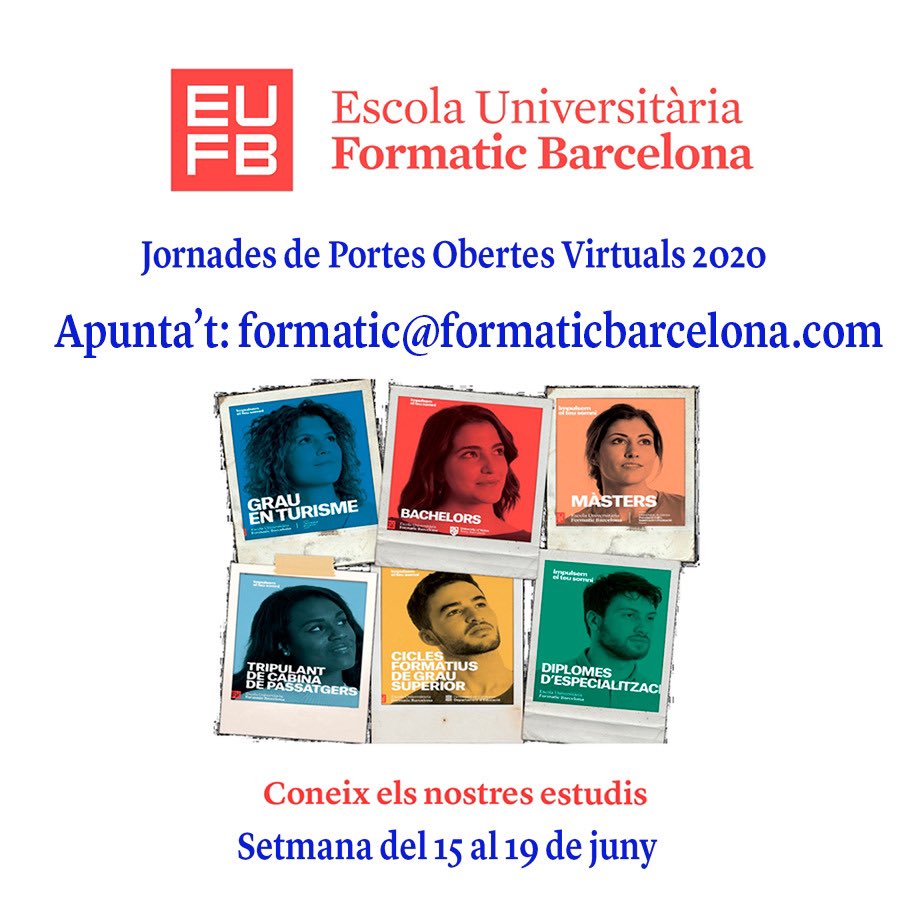 Ja tenim dates per a les jornades de portes obertes  amb el nou format online!
#formaticbarna #2021