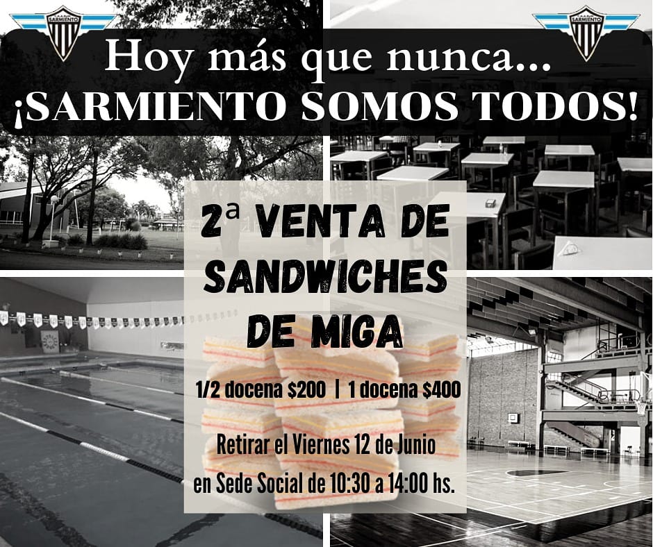 2ª venta de sandwiches de miga

La primera vez fue un éxito y gracias al pedido de mucha gente hoy, volvemos a realizar la venta de sandwiches junto a los profesores de todas las disciplinas de nuestro Club.

Seguimos unidos y hoy más que nunca...
¡SARMIENTO SOMOS TODOS!