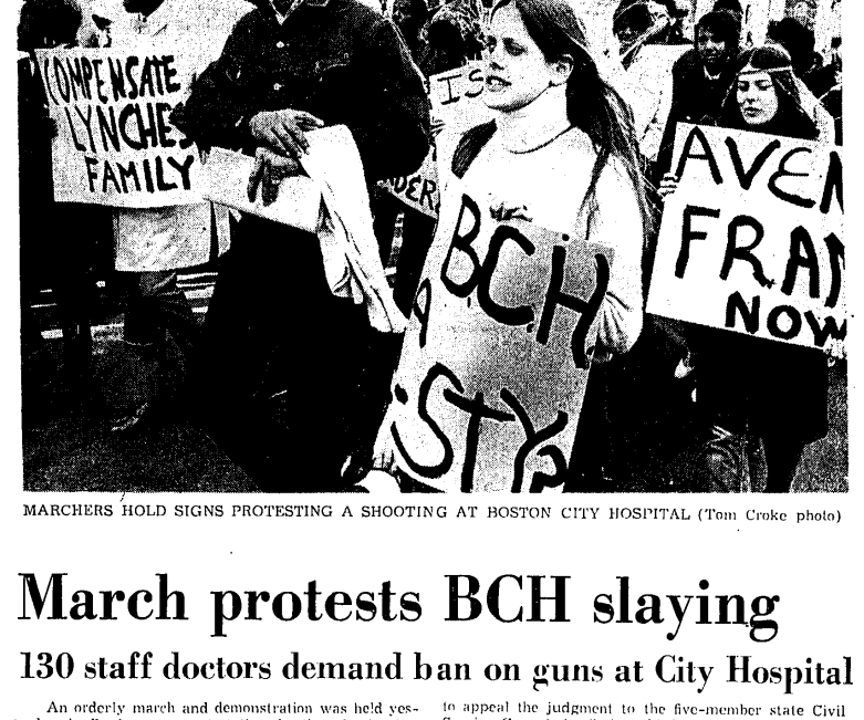It was an outrageous murder that led to protests in the streets. It worsened relations between Boston's black community and a progressive mayor. 130 doctors signed an open letter to ban firearms—even in the hands of police—from the hospital in the aftermath of the shooting.
