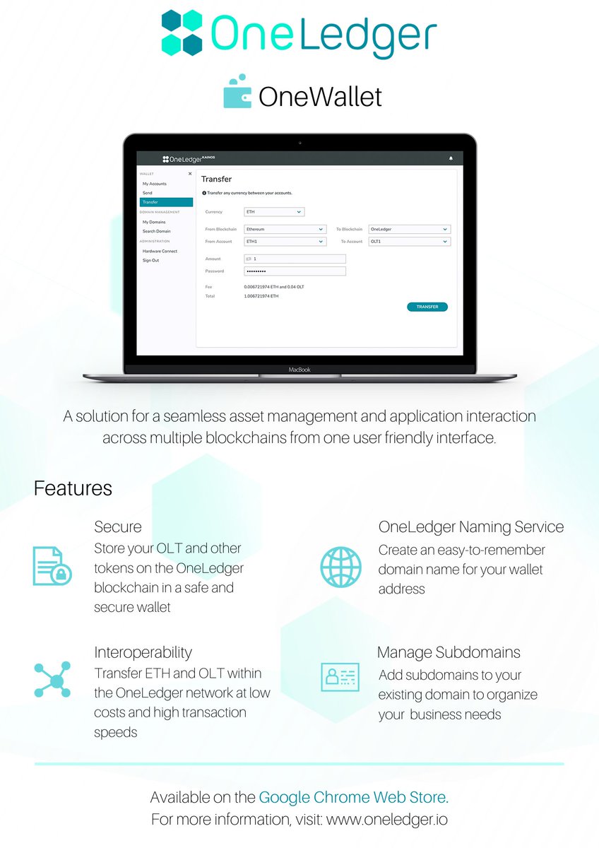 OneLedgerTech's tweet image. #OneWallet is an interoperable blockchain wallet with high security and low transaction fee.

Download the Chrome extension now: bit.ly/OneWallet1

#interoperability #domains $OLT $ETH #enterprise  #technology