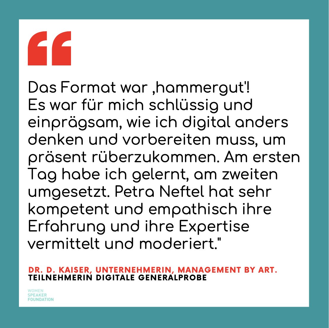 WomenSpeaker's tweet image. Ausverkaufte DIGITALE GENERALPROBEN und zahlreiches positives #feedback sprechen für sich. Wir geben unser Bestes und entwickeln weitere #workshop Formate für Euch.🔥

🔴Neue Termine und mehr Infos unter generalprobe.net🔴
@petraneftel 

#digitalpresentation #womenspeaker