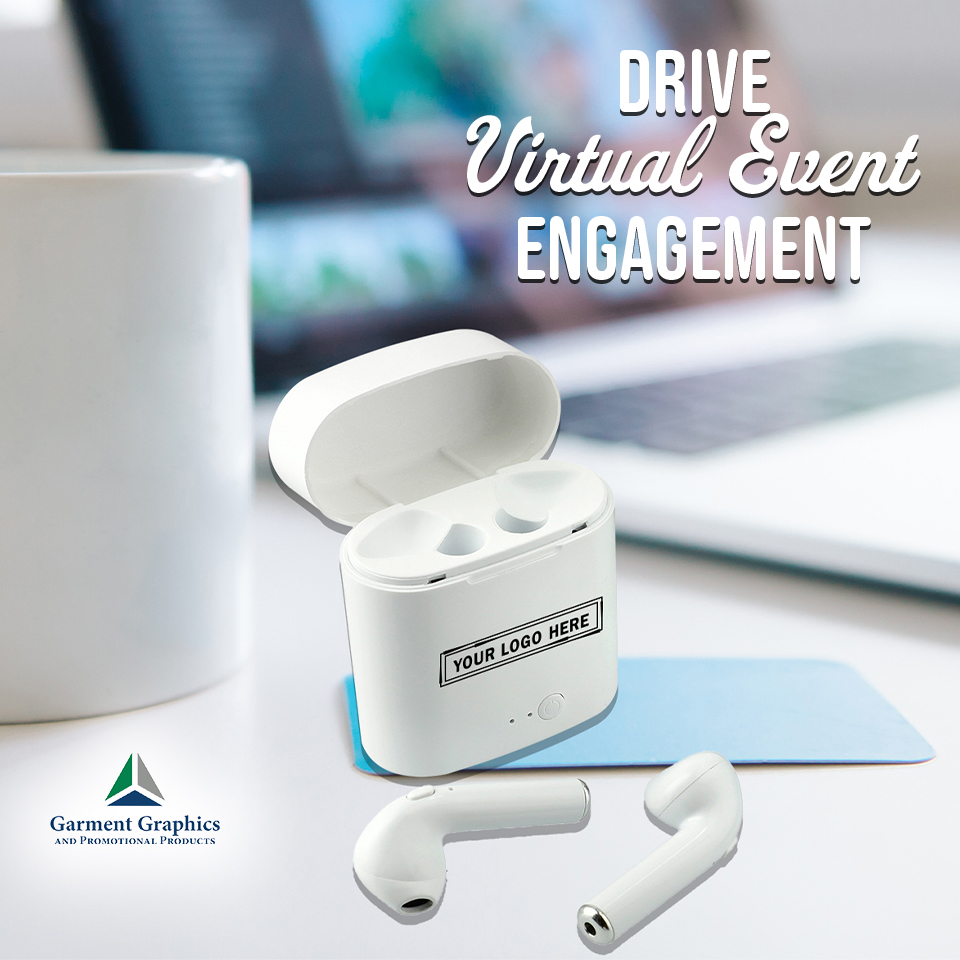 Help drive attendance and engagement at your virtual event with a gift sent to your attendees. Wireless earbuds will help encourage them to tune in! 💻

Visit us at garmentgraphics.net!

#GarmentGraphics #PromoProducts #Impact #Value #Innovation #Tucson #Arizona #Southwest
