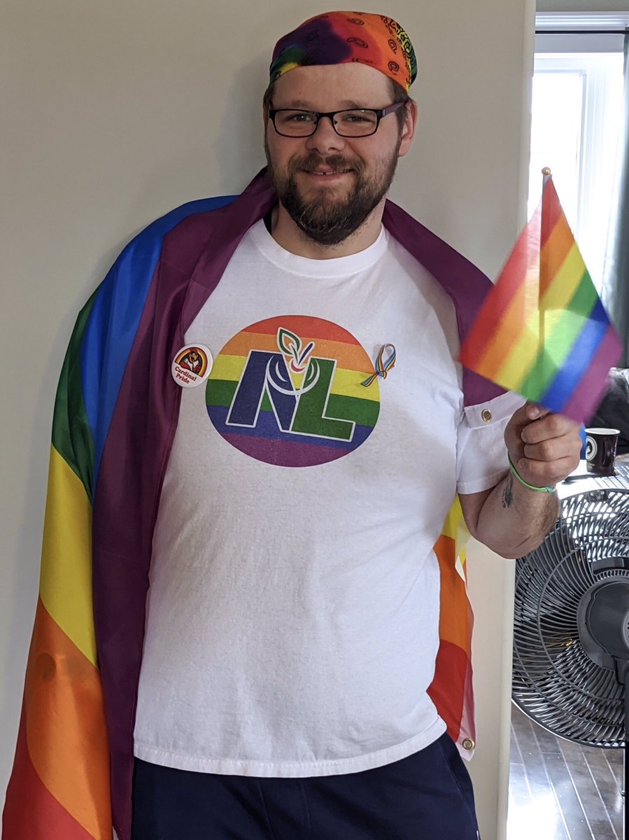 SPICardinals's tweet photo. Mr. Budgell is clearly prepared for Pride! Lovinโ the #CardinalPride pin and the @NLESDCA pride shirt! https://t.co/gwkprFeZJm