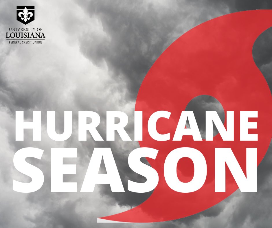 ul_fcu's tweet photo. Hurricane season started this week and we want everyone to be prepared. Get a financial game plan before an emergency happens. Visit our website for resources. https://t.co/7JZT4NqXNt