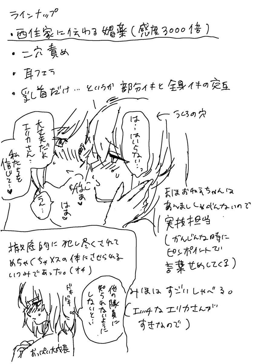 これ見たら当初の構想からズレたな〜!!と思う。まほお姉ちゃん言葉責めしまくってましたよ 