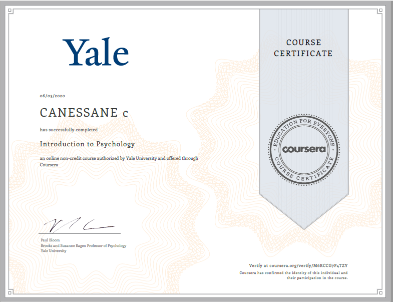 mg_ganesan's tweet photo. I’ve successfully completed Introduction to Psychology online course in #YALE UNIVERSITY  (US)  through  #COURSERA  online learning platform. https://t.co/1LwgmJgApk