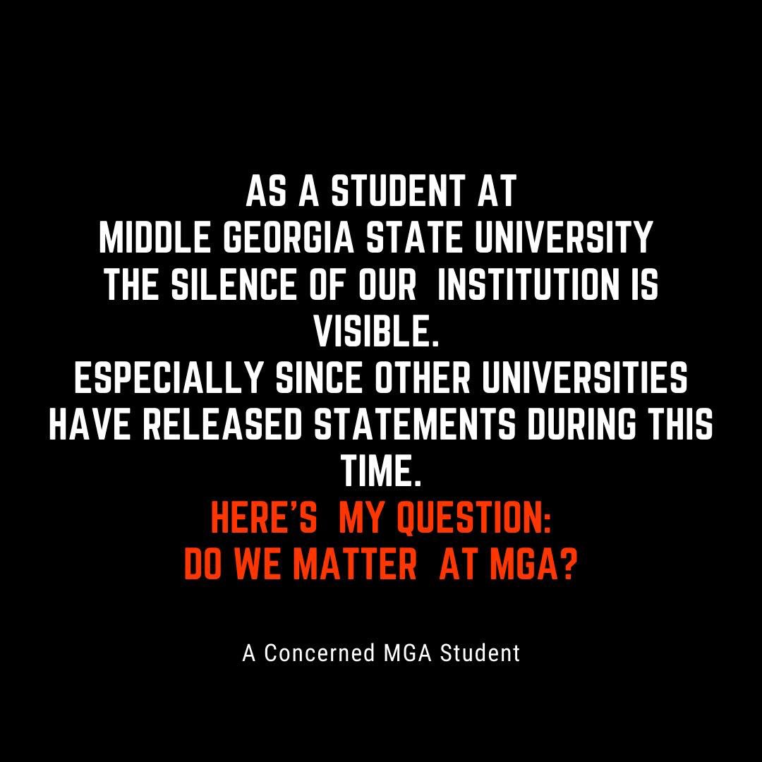 mosthighlala's tweet photo. @MGAstateU we are calling you to stand with your students! Your silence in a time like this is louder than ever. 

According to Datausa 32.7% of MGA students are African American. We make the bulk of students who stay on campus... DO WE MATTER HERE? https://t.co/XbDYd3Eu2m