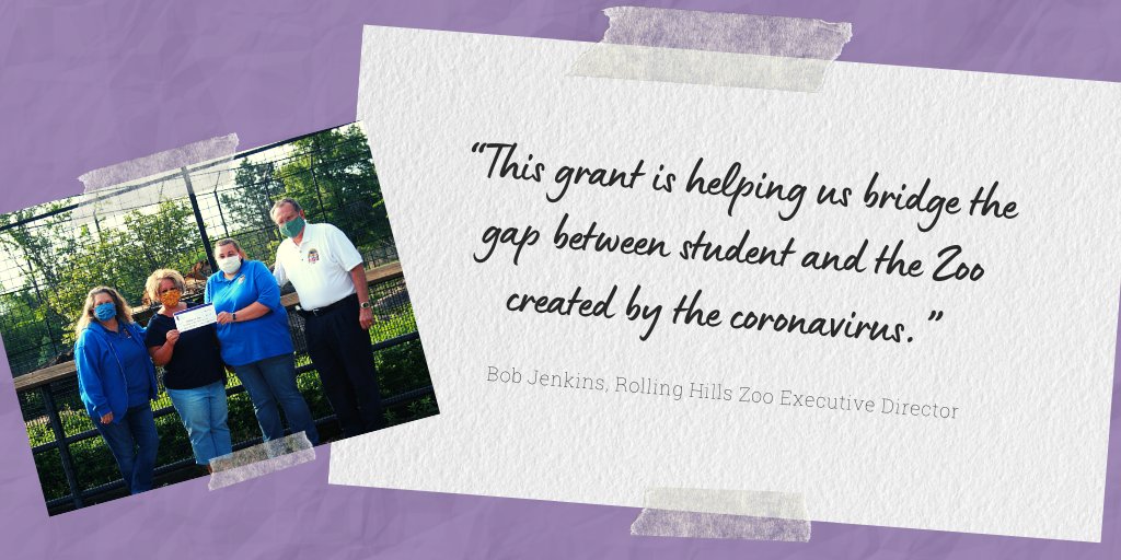 GreaterSalinaCF's tweet photo. 🎉 #CovidCantStopGood: 

@RHZoo received a $1,250 Nonprofit Support Grant to create a virtual camp experience with live interactions and other educational programs! 🦒 

#ImpactTodayTransformTomorrow 💜 https://t.co/j0EKVwNJ1m