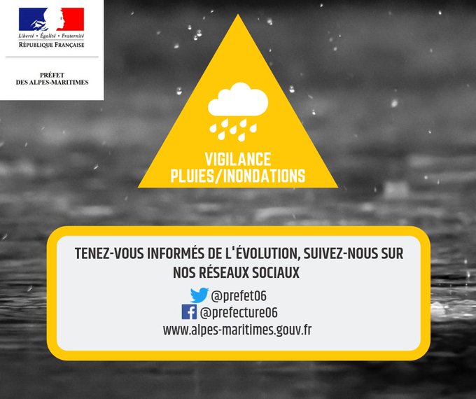 Vigilance JAUNE - PLUIES/INONDATIONS