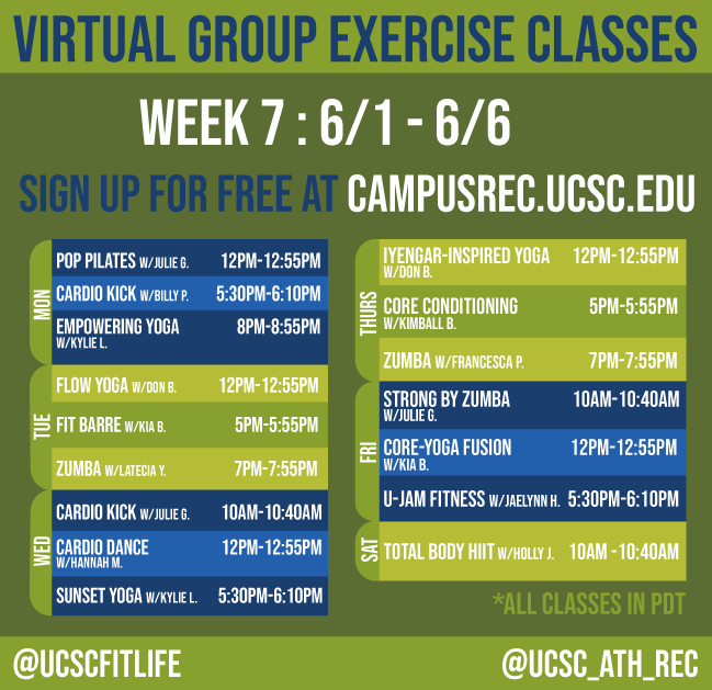 Fit Life:  Schedule in a workout for today, it's never too late! You can sign up at the following link buff.ly/2A25y95.
#StayHome #GoSlugs #StayHealthy
