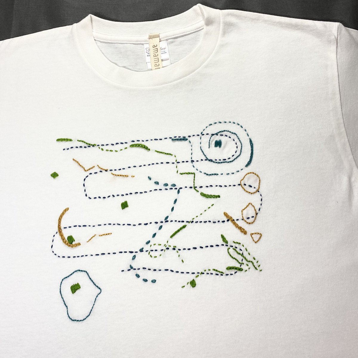 ট ইট র Amamamer 謎柄刺繍tシャツl Amamamer Tシャツ 刺繍tシャツ 手刺繍tシャツ 刺繍 手刺繍 ハンドメイド 手作り 一点物 一点もの