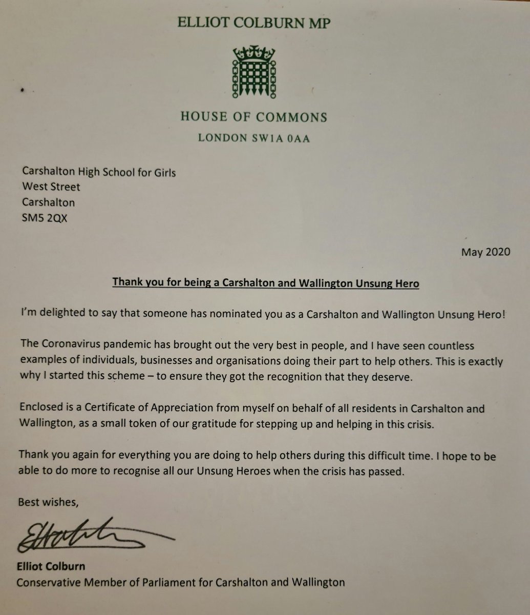 CarshaltonHigh's tweet photo. Recognition from @ElliotColburn for #CHSG efforts supporting our local community.
"A small token of our gratitude for stepping up and helping in a crisis."
#ppe #designtechnology #teamchsg @MrDevenney @JenSmithGLT @suttonguardian @suttonvoice @SuttonMencap https://t.co/fBTAjZ5tMl
